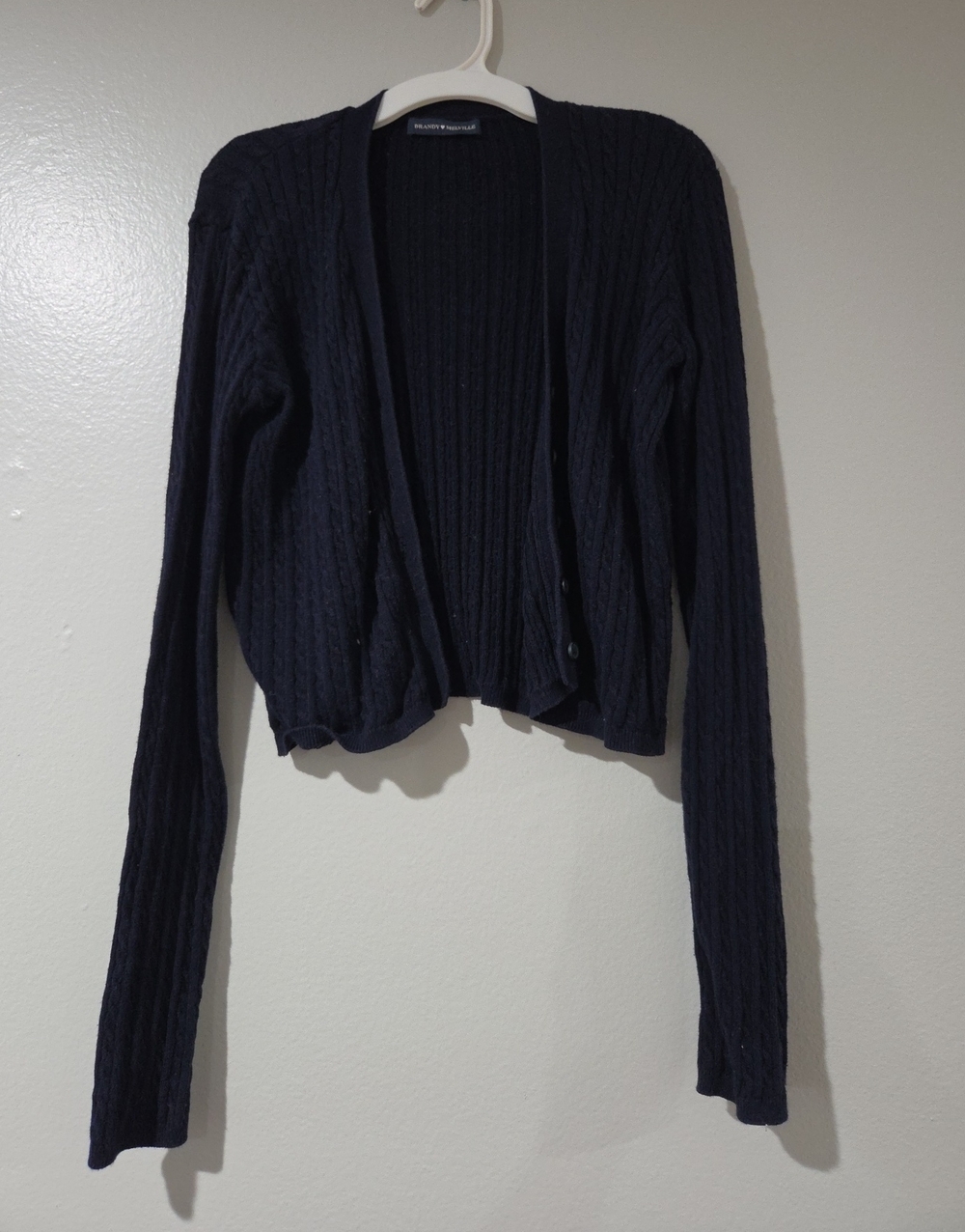 Brandy Melville Dark Navy Cropped Cable Cardigan